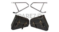 Royal Enfield GT Continental 650 Mounting Rails With Black Pannier Bags Pair - SPAREZO